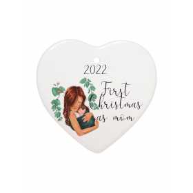 Glob ceramica inimioara pentru bradul de Craciun, My first Christmas as mom 2022